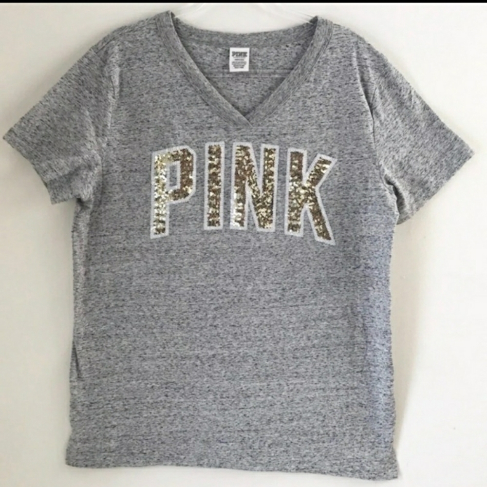 Victoria Secret | PINK V-Neck Bling T-Shirt L